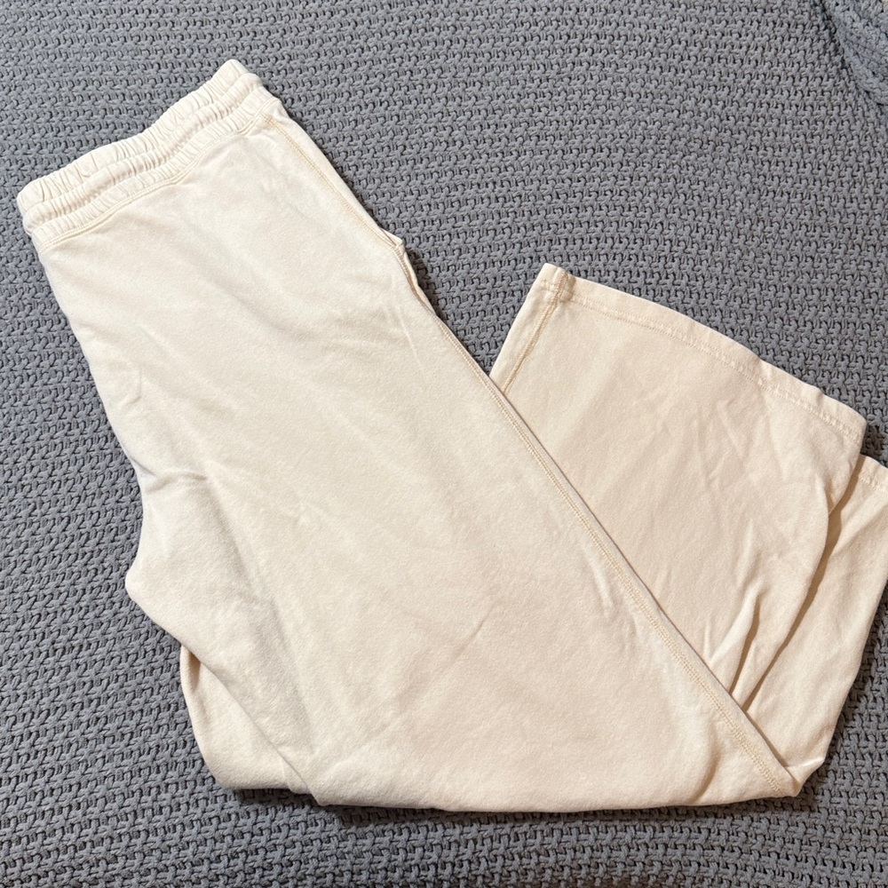 J. Crew Cream Terry Wide-leg Sweatpant - Picture 6 of 7